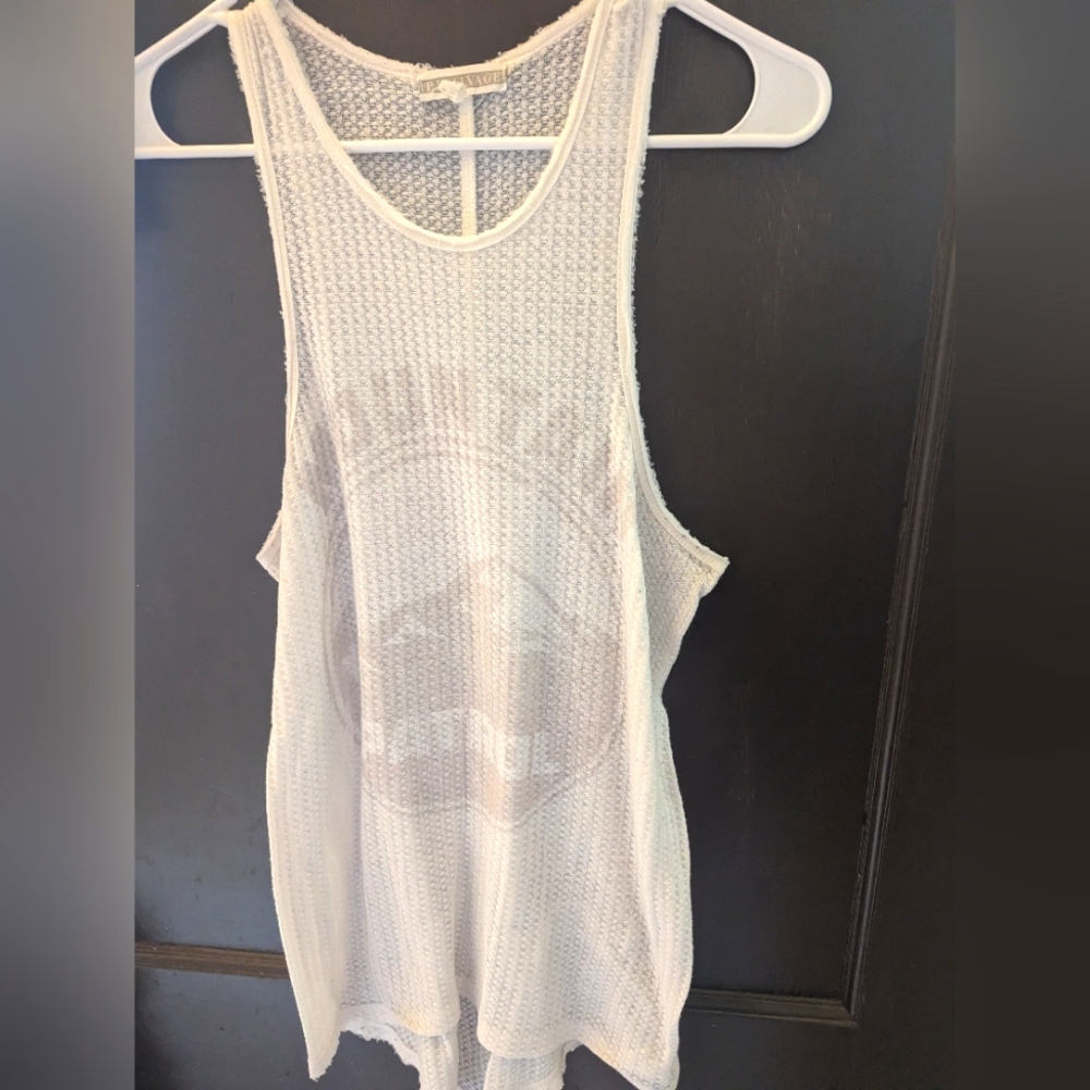 White Sleeveless Ribbed Tank Top with Scoop Neckline